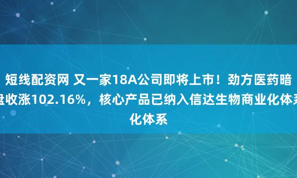 短线配资网 又一家18A公司即将上市！劲方医药暗盘收涨102.16%，核心产品已纳入信达生物商业化体系