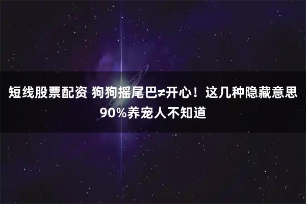 短线股票配资 狗狗摇尾巴≠开心！这几种隐藏意思90%养宠人不知道